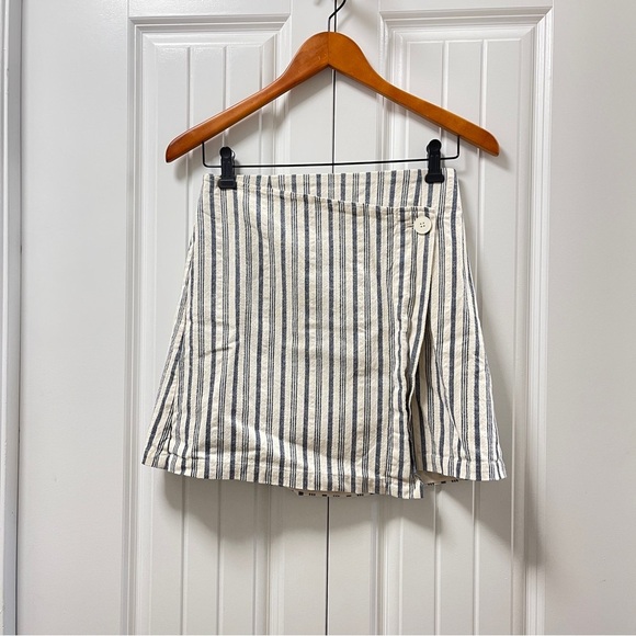 Oak + Fort High Waist Striped Button Wrap Skirt - Small - Picture 2 of 10